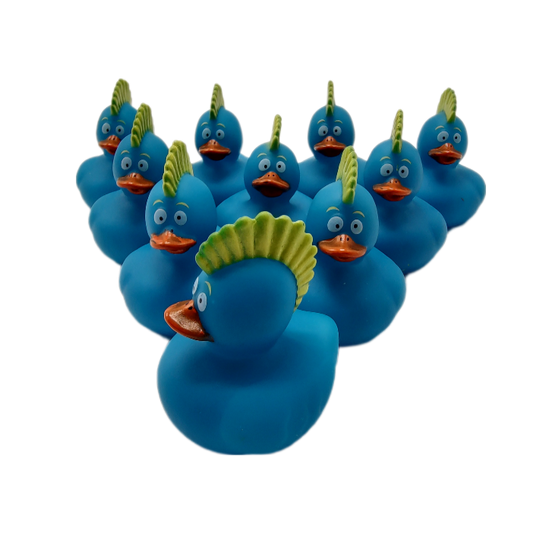 10 Mohawk Blue Yellow Ducks - 2" Rubber Ducks