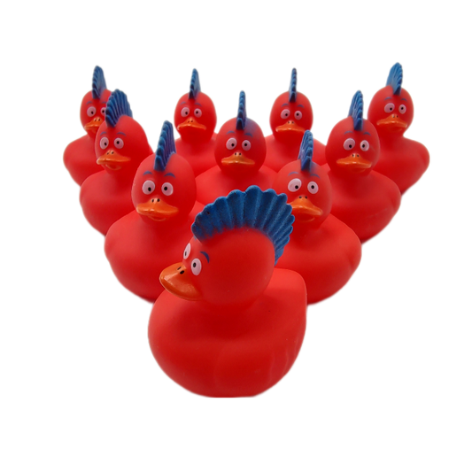 10 Mohawk Red & Blue Ducks - 2" Rubber Ducks