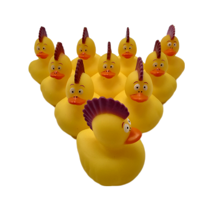 10 Mohawk Yellow & Purple Ducks - 2" Rubber Ducks