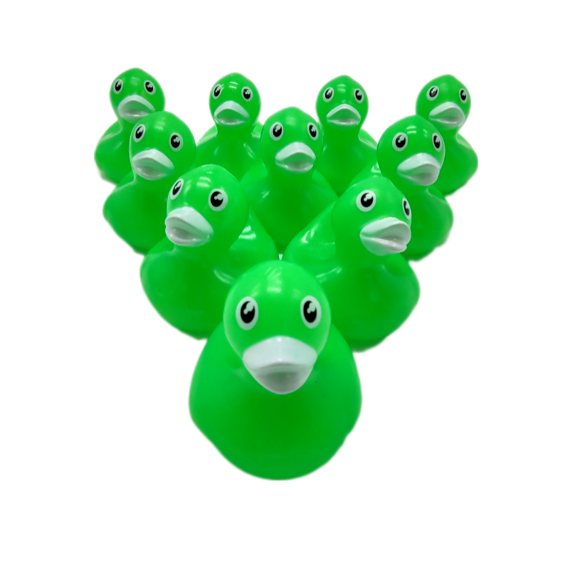 10 Neon Green Ducks - 2" Rubber Ducks