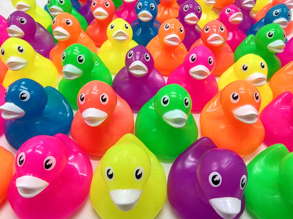 20 Neon Ducks Mixed Colors- 2" Rubber Ducks