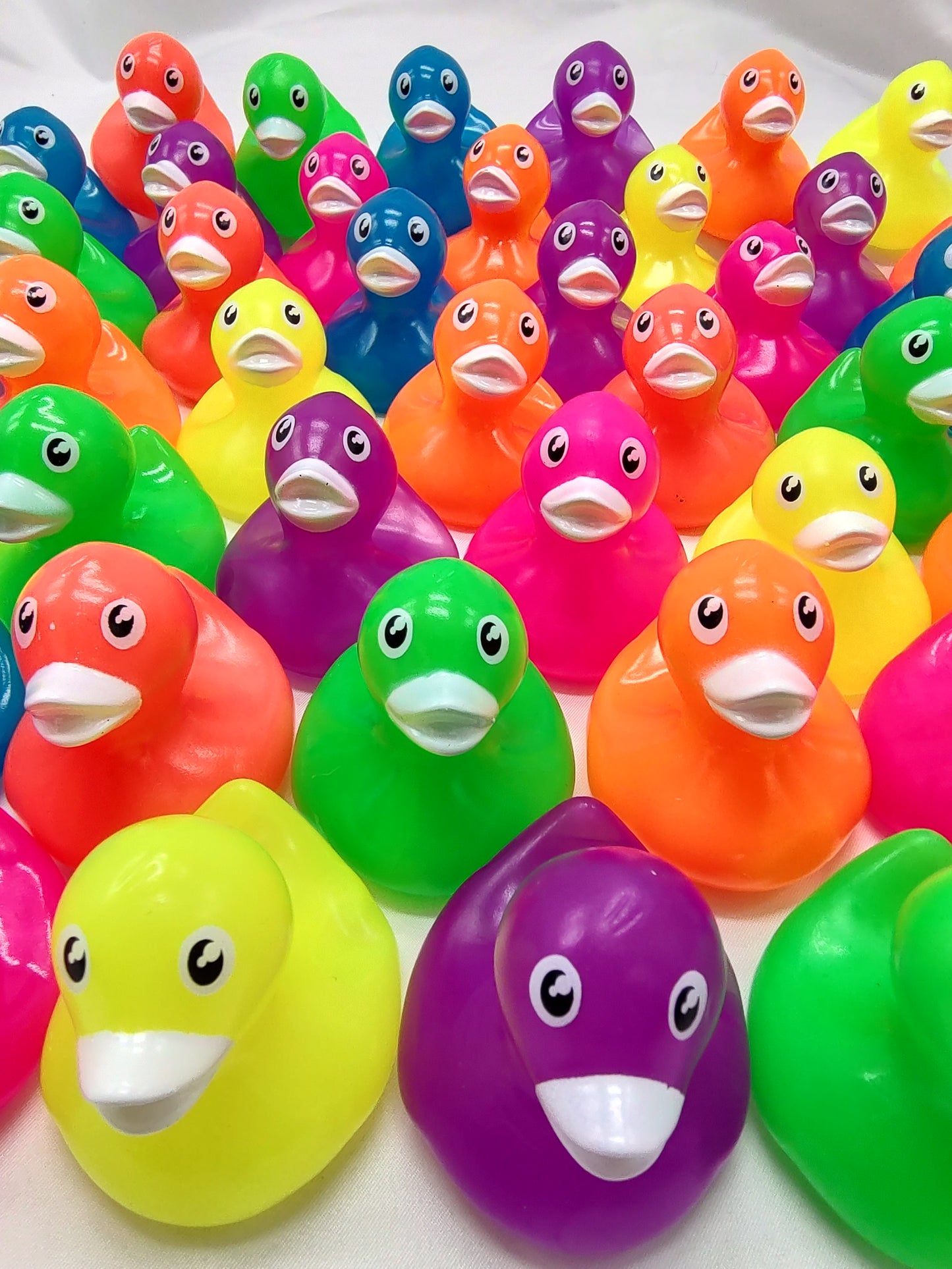50 Neon Ducks Mixed Colors- 2" Rubber Ducks