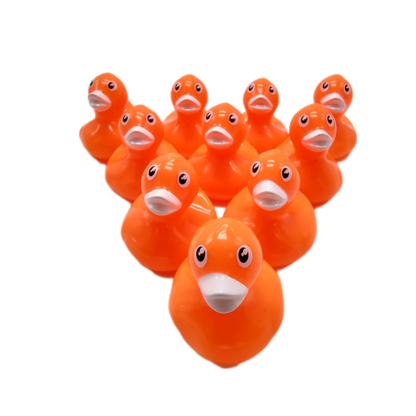 10 Neon Orange Ducks - 2" Rubber Ducks