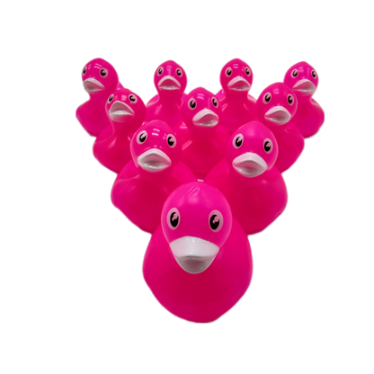 10 Neon Pink Ducks - 2" Rubber Ducks