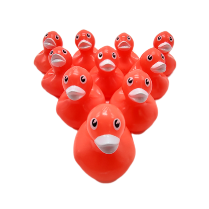 10 Neon Salmon Pink Ducks - 2" Rubber Ducks