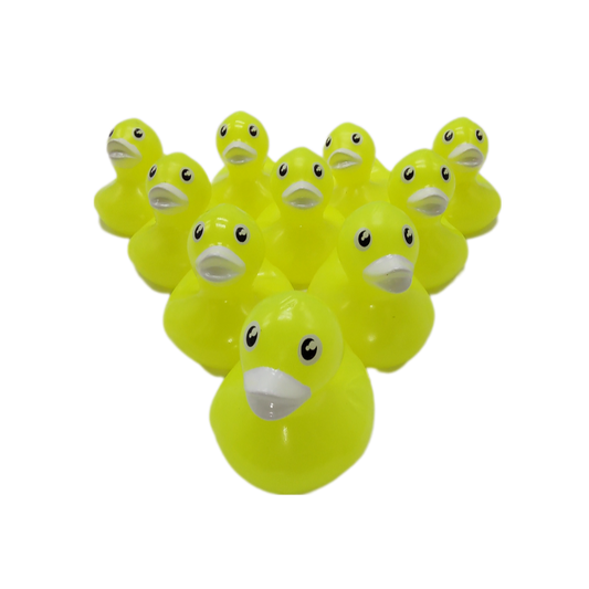 10 Neon Yellow Ducks - 2" Rubber Ducks