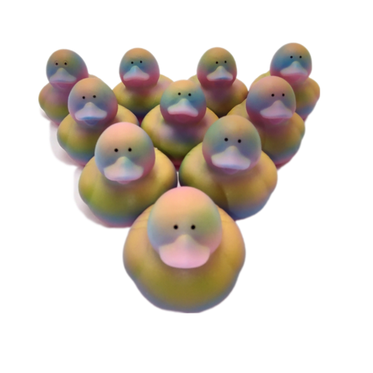 10 Multicolored Tie Dye Ducks - 2" Rubber Ducks