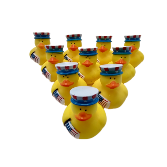 10 American US Flag Ducks - 2" Rubber Ducks