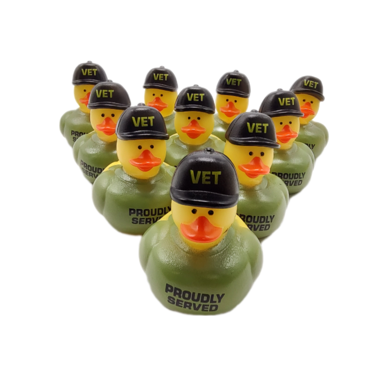 10 Military Veteran 'PROUDLY SERVED' Ducks - 2" Rubber Ducks