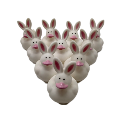 10 White Bunny Ducks - 2" Rubber Ducks