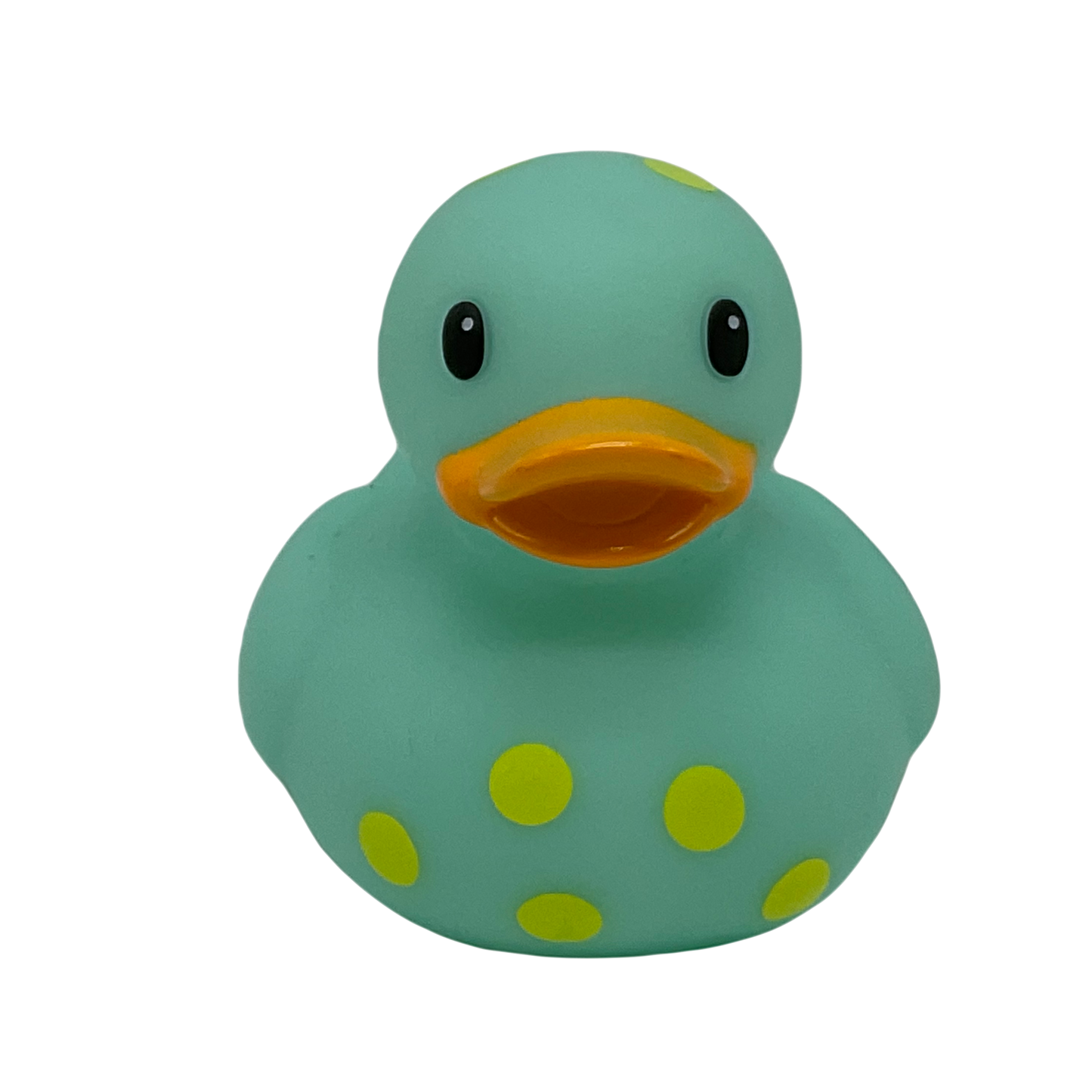 Mint Green & Yellow Polka Dot  3" Rubber Duck