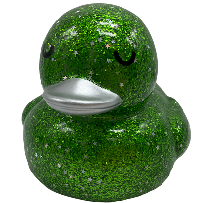 Green Stars & Glitters 6" Rubber Duck