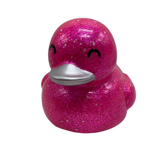 Hot Pink Stars & Glitters 6" Rubber Duck