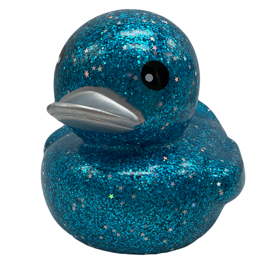 Teal Stars & Glitters 6" Rubber Duck