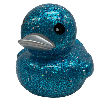 Teal Stars & Glitters 6" Rubber Duck