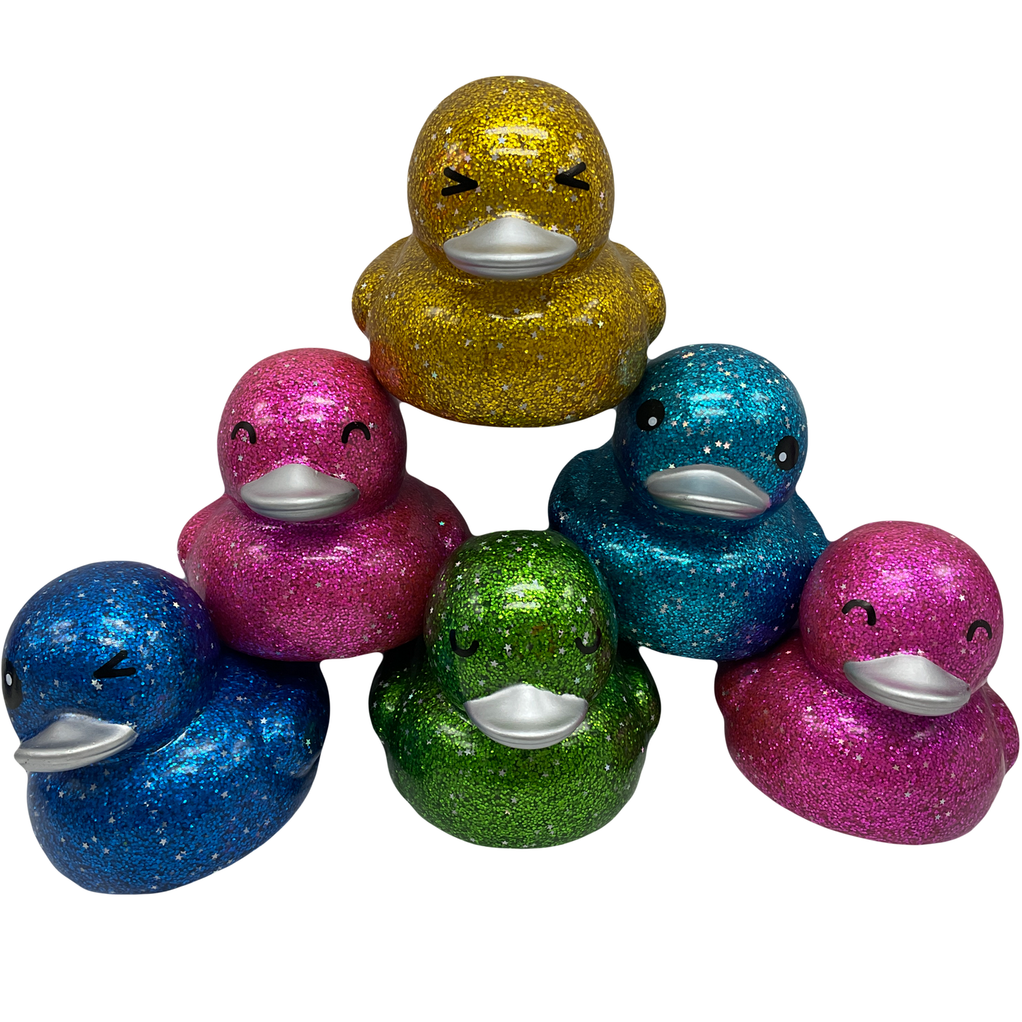Teal Stars & Glitters 6" Rubber Duck