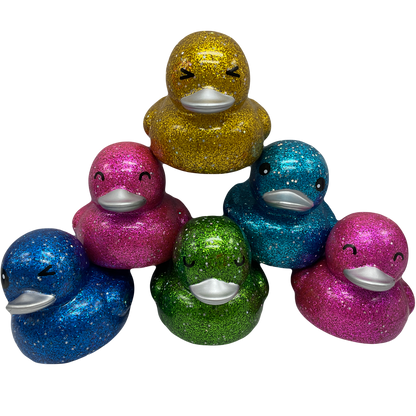 Teal Stars & Glitters 6" Rubber Duck