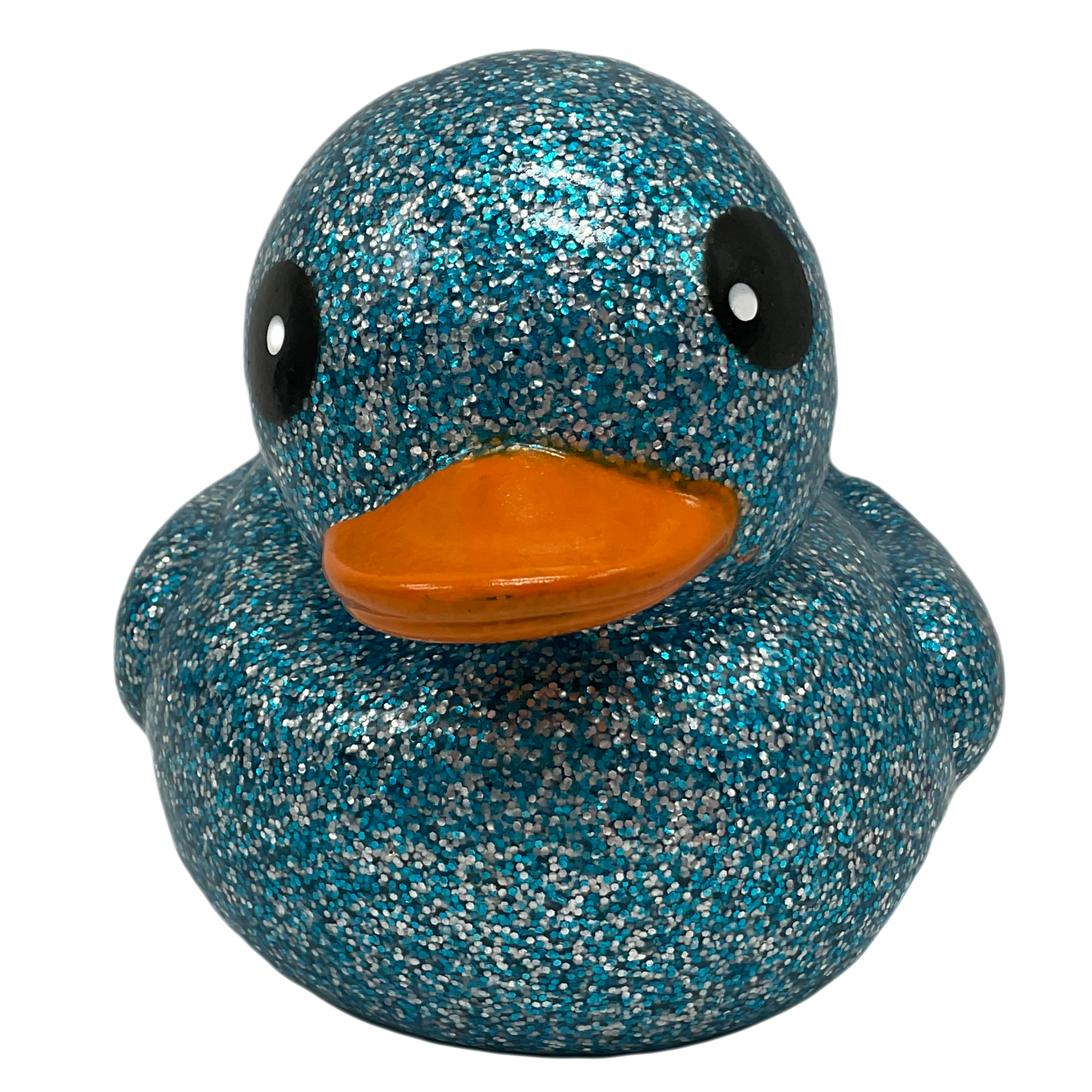 Teal Blue Glitter 6" Rubber Duck