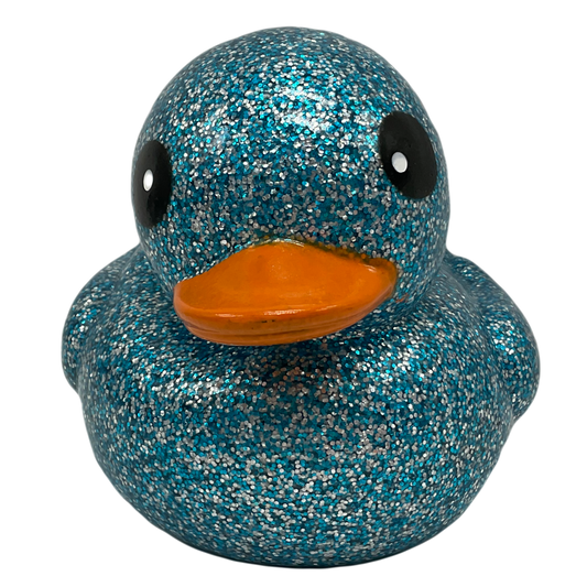 Teal Blue Glitter 6" Rubber Duck