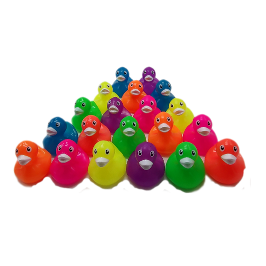 20 Neon Ducks Mixed Colors- 2" Rubber Ducks