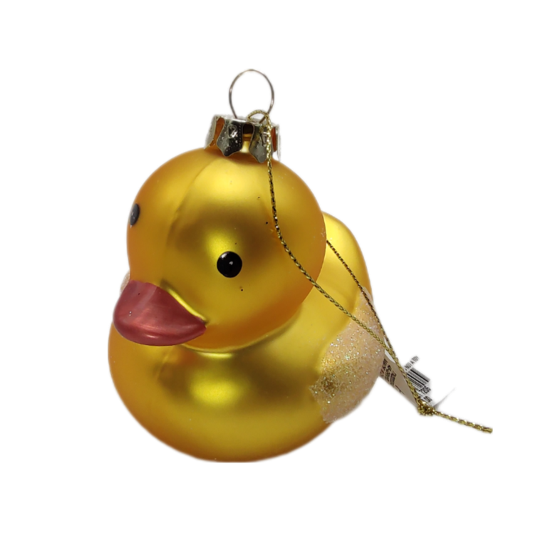 Rubber Duck Glass Christmas Tree Ornament